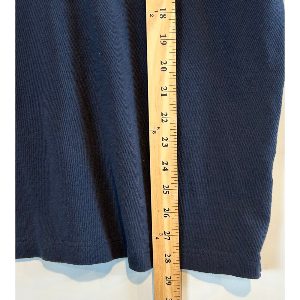 Lands End Mens Navy Blue Gingham Trim Cotton Pique Polo Shirt Large 42-44 Preppy - Picture 6 of 7